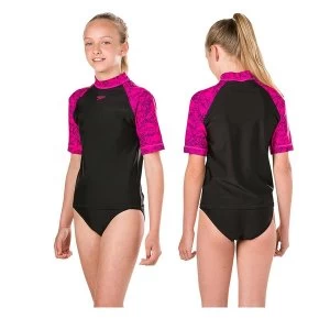 Image of Speedo Boom Rash Top Junior Black/Pink 26"