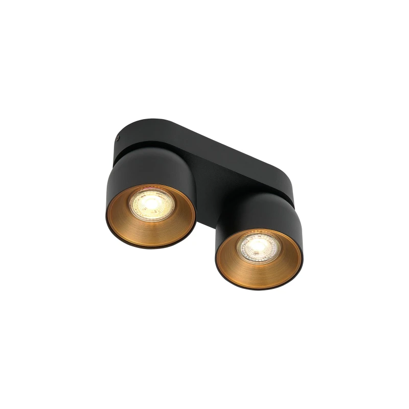 Image of Nordlux Pitcher Indoor Spot Light Black Metal GU10 Gold Inner - Mains Powered, IP20 Black Unisex