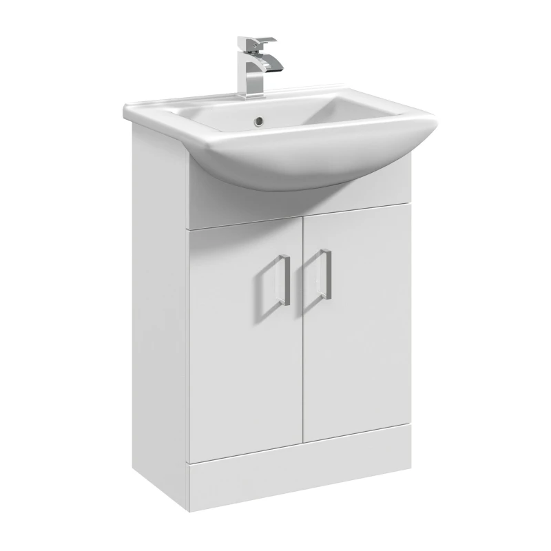 Image of Balterley 2 Door Vanity Basin Unit with Square Basin Gloss White 550mm White