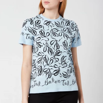 Image of Ted Baker Womens Modana Bow Printed T-Shirt - Pale Blue - UK 12