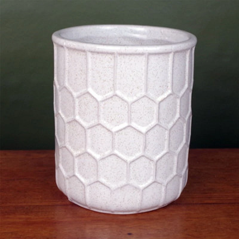 Image of Leaf White Honeycomb Speckled Ceramic Planter Plant Pot White unisex