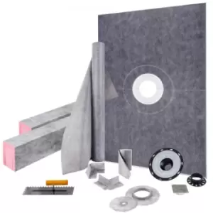 Image of VEVOR Shower Curb Kit, 38" x 60" ABS Watertight Shower Curb Overlay with 4" ABS Central Bonding Flange, 4" Stainless Steel Grate and Trowel, Cuttable