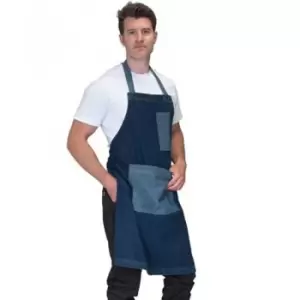 Image of Dennys Heavyweight Denim Pocket Bib Apron (One Size) (Washed Denim) - Washed Denim
