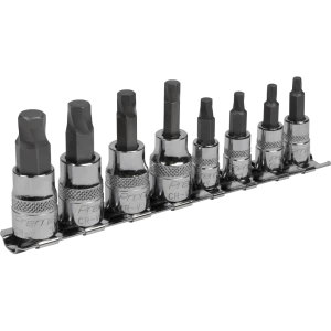 image of Sealey 8 Piece 1/4" & 3/8" Drive Lock On Hexagon Socket Bit Set Imperial Combination