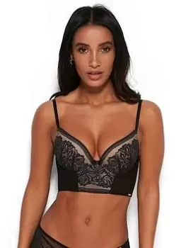 Gossard Encore Padded Longline Bra - Black/Nude, Black/Nude, Size 36E, Women