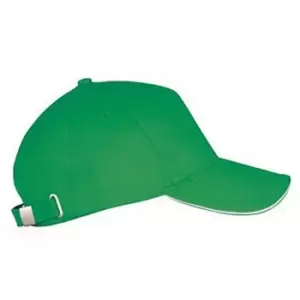 image of SOLS Unisex Long Beach Cap (One Size) (Kelly Green/White)