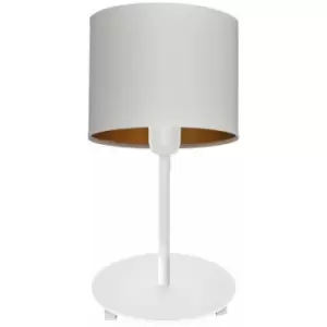 image of Helam Alba Table Lamp With Round Shade White, Gold 20cm