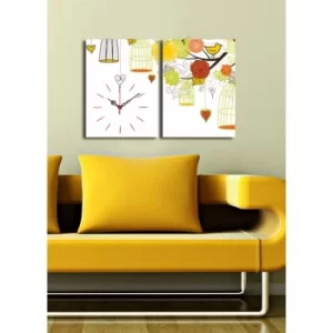 Image of 2P3040CS-132 Multicolor Decorative Canvas Wall Clock (2 Pieces)