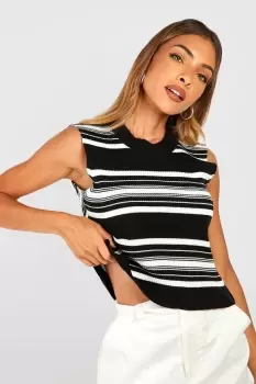 Image of Mixed Stripe Rib Knit Vest