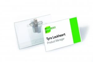 Image of Durable Name Badge 54x90mm Combi Clip Fastener Pack of 50 8101-19