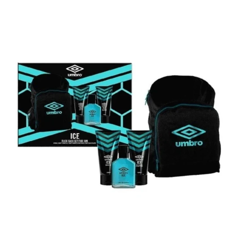 Image of Umbro Ice Gift Set 75ml Eau de Toilette + 150ml Shampoo & Conditioner + 150ml Shower Gel + Rucksack