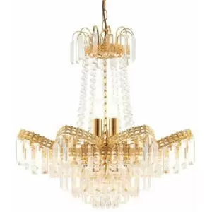 image of Hanging Ceiling Pendant Light GOLD & GLASS 9 Light Chandelier Lamp Bulb Fitting