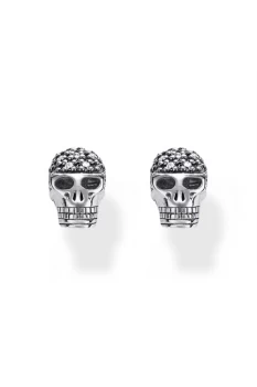 Image of Ladies Thomas Sabo Sterling Silver Glam & Soul Diamond Skull Stud Earrings H0013-356-21