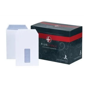 Image of Plus Fabric Pocket Envelopes 110gm2 Press Seal Window C5 White 1 x Pack of 500