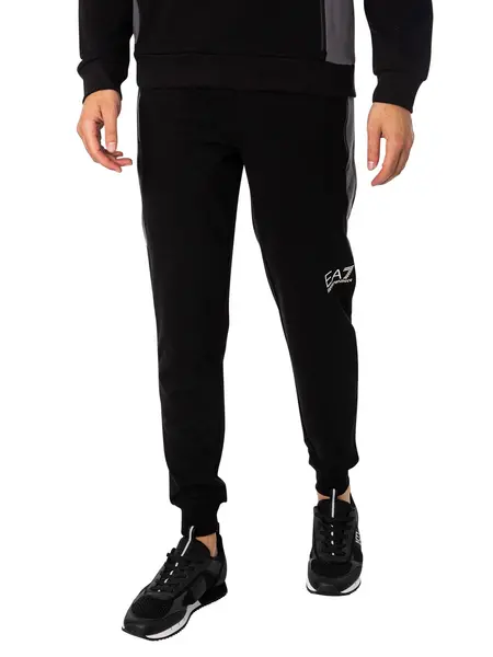 Image of EA7 Logo Stripe Joggers Black S