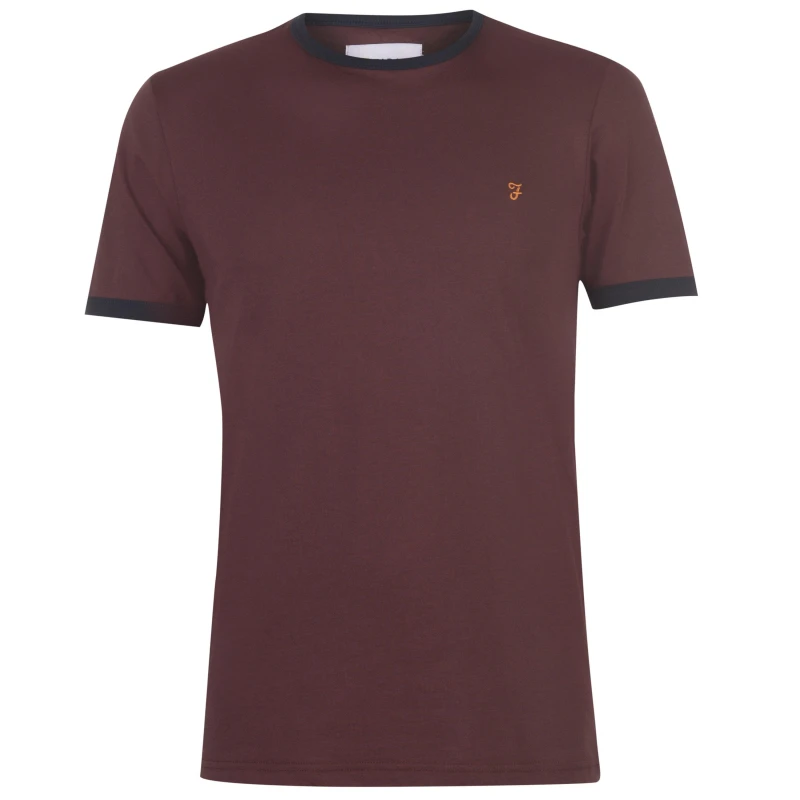 Image of Farah Groves Ringer T Shirt - Red Red XS
