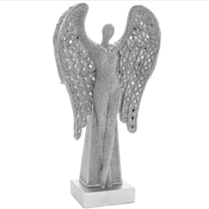 image of Silver Art Angel Standing 17" Ornament By Lesser & Pavey