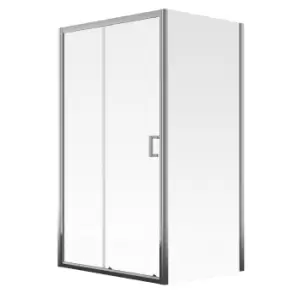 Image of Aqualux Edge 8 Silver Frame 1 Panel Sliding Shower Door (W)1000mm