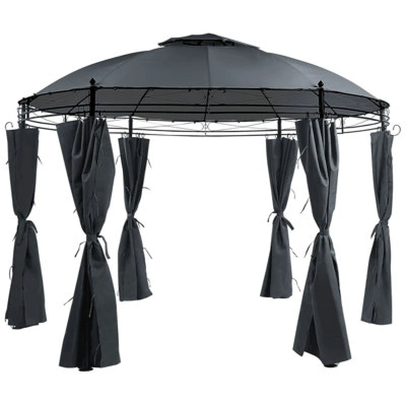 Image of Beliani Gazebo Safara Metal 368cm 368cm Graphite Grey