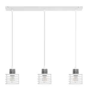 Image of Edison Straight Bar Pendant Ceiling Light White, Chrome 65cm