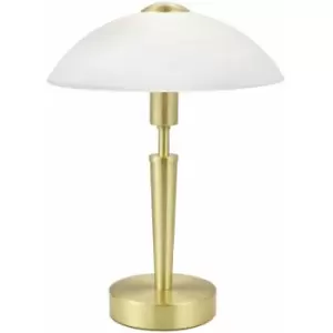 Image of Table Lamp Brass Matt Touch on & off Shade White Satinized Glass Bulb E14 1x60W