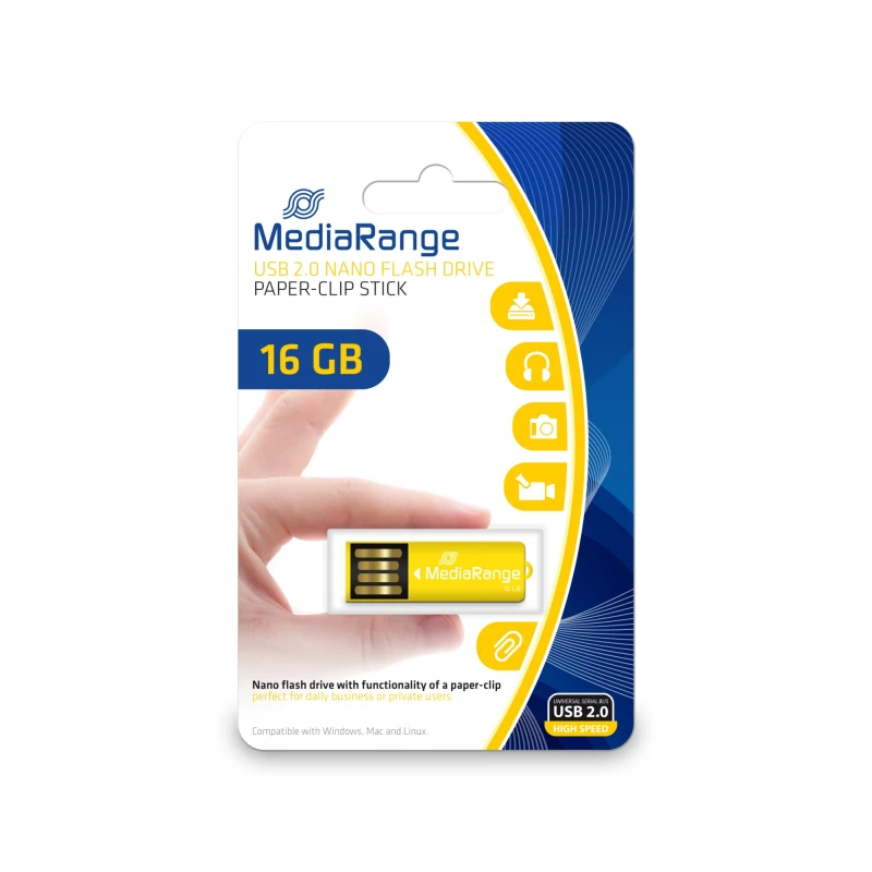 Image of MediaRange MR976 USB flash drive 16GB USB Type-A 2.0 Yellow