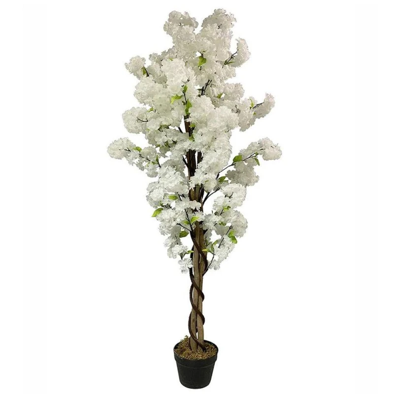 Image of Leaf Design 150cm Artificial White Cherry Blossom Tree