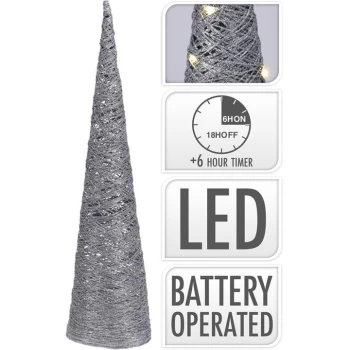 Image of The Spirit Of Christmas Cone with Lights - 20cm Silver