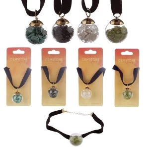 Image of Gemstone & Mineral Chipped Orb (Pack Of 4) Pendant Choker Necklace