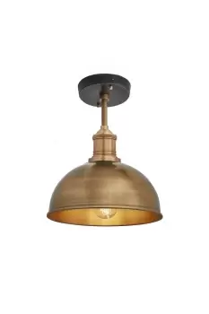 image of Brooklyn Dome Flush Mount, 8 Inch, Brass, Brass Holder