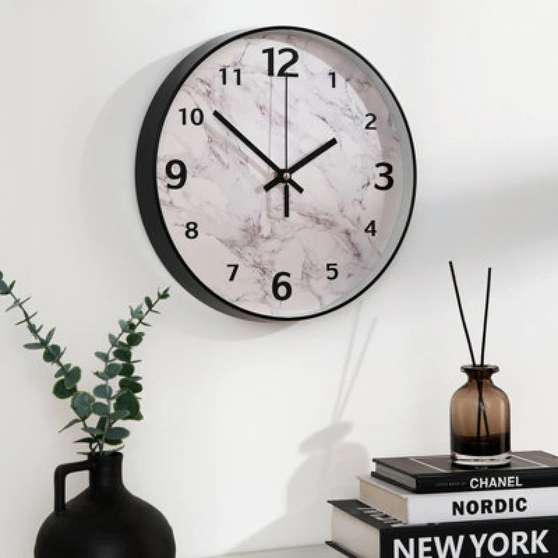 Image of OHS OHS Modern Wall Clock Round Analogue Home Decor Small Bedroom Kitchen in Pale Grey Pale Grey One Size Unisex 5027434224883