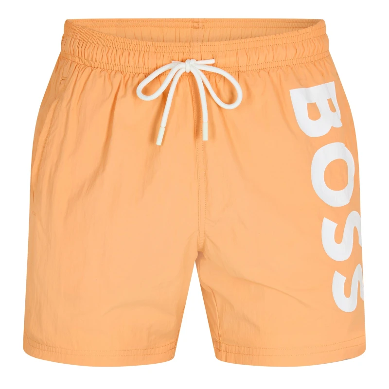 Image of Boss Mens Octopus Swim Shorts, Comfortable Elasticated Waist Medium Orange male S