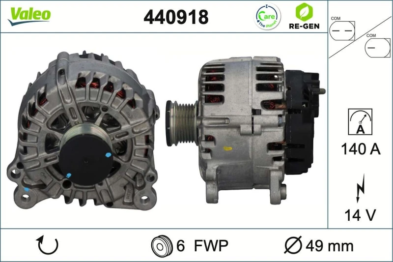 Image of VALEO 440918 Generator VALEO RE-GEN REMANUFACTURED Alternator Charging Current: 140A, Voltage: 14V Alternator (4)