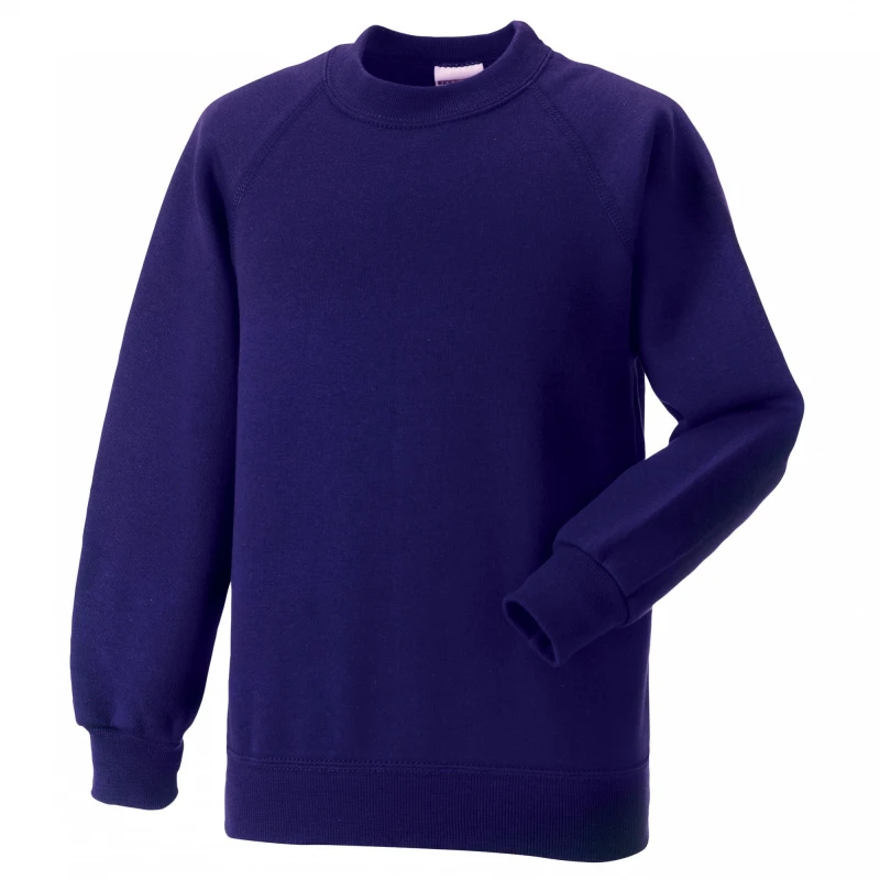 Image of Jerzees Schoolwear Jerzees Schoolgear Raglan Sleeve Sweatshirt Pack of 2 in Purple Size: 3-4 Years Purple Unisex 3-4 Years