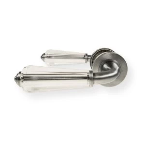 Image of LocksOnline Fluted Glass Lever Door Handle on Round Rosette