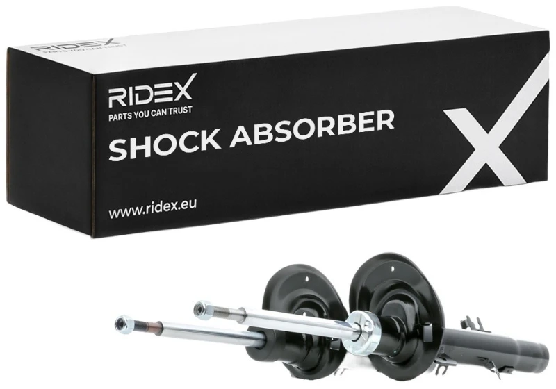Image of RIDEX 854S18028 Shock absorber Front Axle Left, Gas Pressure, Twin-Tube, Spring-bearing Damper, Top pin Shock Absorber (854)