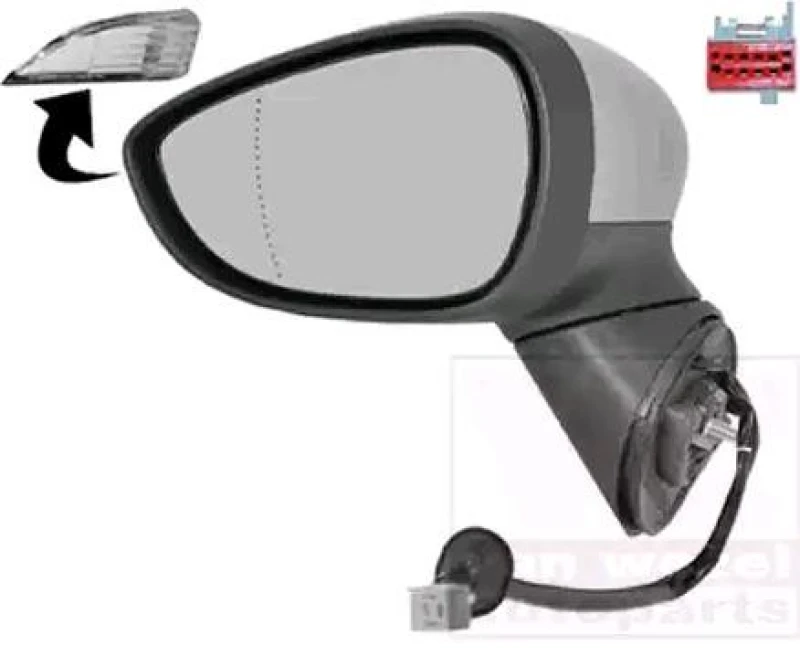 Image of VAN WEZEL 1801817 Wing mirror * HAGUS * Left, Heatable, primed Outside Mirror (50)