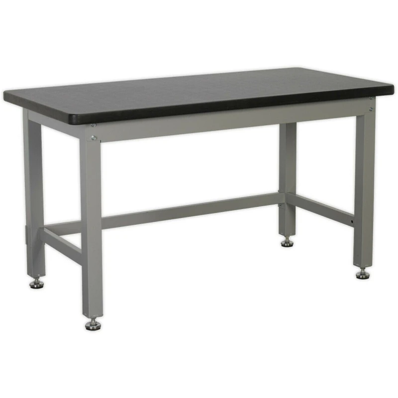 Image of Loops Steel Industrial Workbench - 1500mm x 750mm Laminate Worktop - Adjustable Feet Metallics