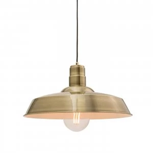 Image of 1 Light Dome Ceiling Pendant Gloss Antique Brass Plate, E27