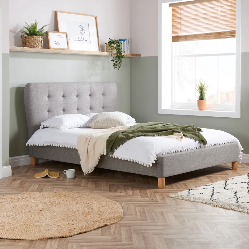 Image of Birlea Stockholm 5ft King Size Grey Fabric Bed Frame