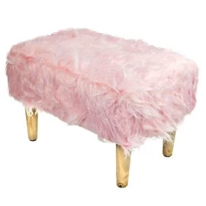 image of Pink Furry Stool Rectangle By Lesser & Pavey