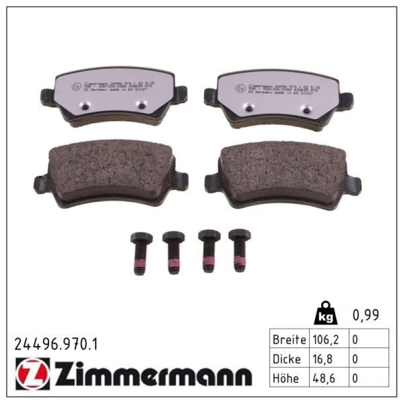 Image of ZIMMERMANN Brake pad set ZIMMERMANN 24496.970.1