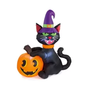 image of 1.8m Inflatable Black Cat and Pumpkin