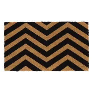 image of JVL Zig Zag Pattern, Latex Coir Mat, 40x70cm - Brown/Black