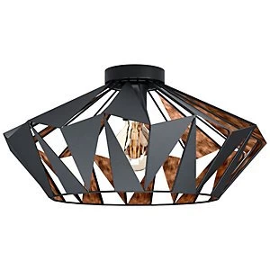 Image of Eglo Carlton 6 Black & Copper Ceiling Light - 60W