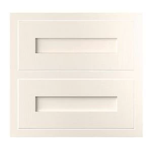 Image of Cooke Lewis Carisbrooke Ivory Framed Tower drawer front W600mm Set of 2
