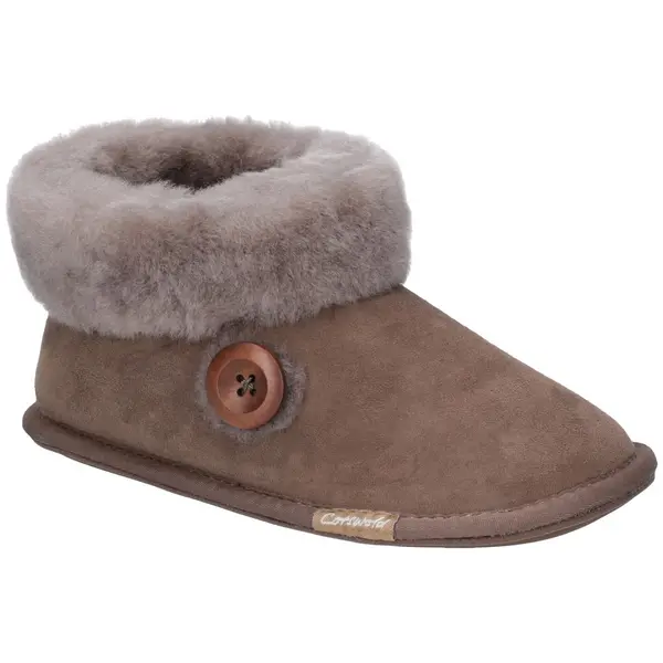 Image of Cotswold Womens Wotton Pull On Sheepskin Bootie Slippers - UK 4 Brown female GDE2718MUS4