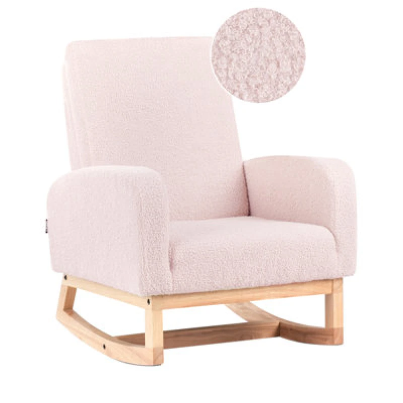 Image of Beliani Kids Rocking Chair Norby Boucle Pastel Pink