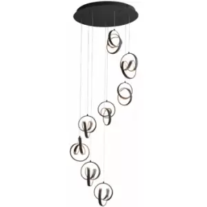 Image of Textured Matt Black Modern 8 Light Ceiling Pendant - Integrated Warm White LEDs