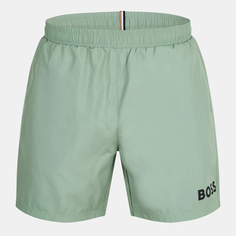 Image of Boss Mens Dolphin Swim Shorts Open Green male S